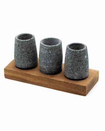 Juego de 3 tequileros liso en base rectangular Madera de pino
