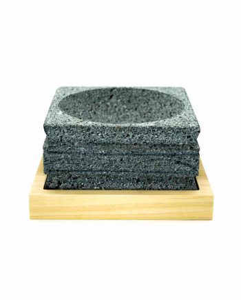 Molcajete grande con textura en base cuadrada Madera de pino