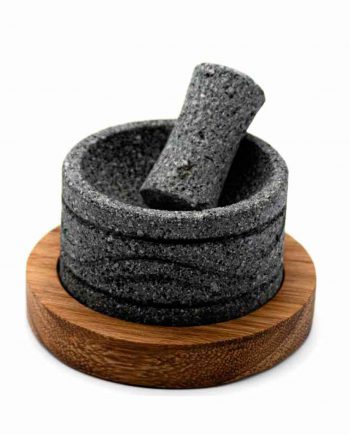 Mortero mini con textura en base redonda Madera de parota