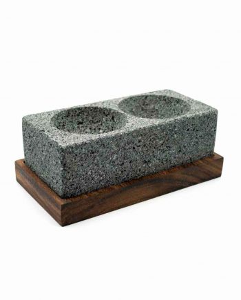 Salsero doble liso en base rectangular Madera de parota